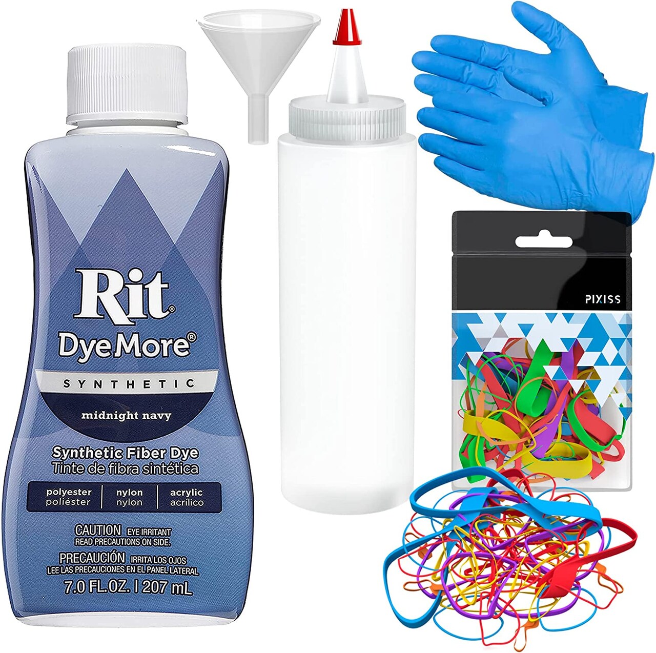 Synthetic Rit Dye More Liquid Fabric Dye Midnight Navy, Pixiss Rit Dye Accessories Kit